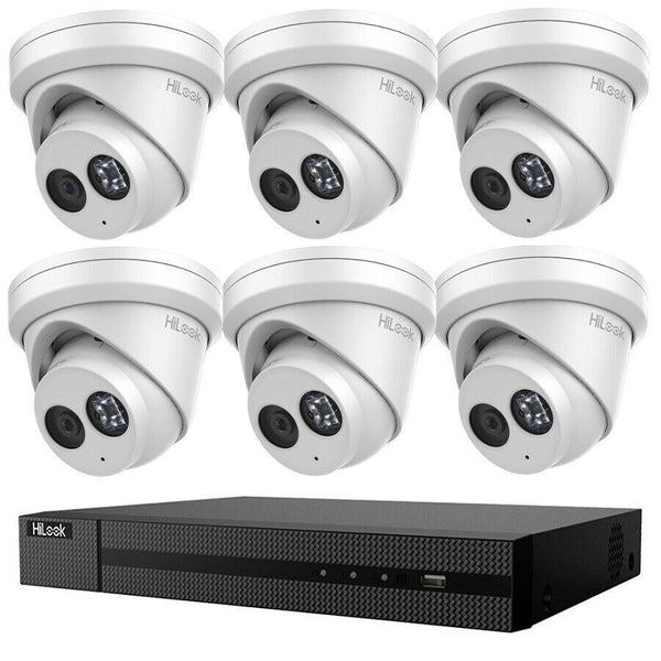 HiLook 8MP 8 Channel NVR Security 6 Camera KIT Turret IPC-T281H-MU