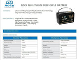 2 x Rock 12V 120Ah Lithium Iron Phosphate LiFePO4 Battery Cells Solar Caravan 4W