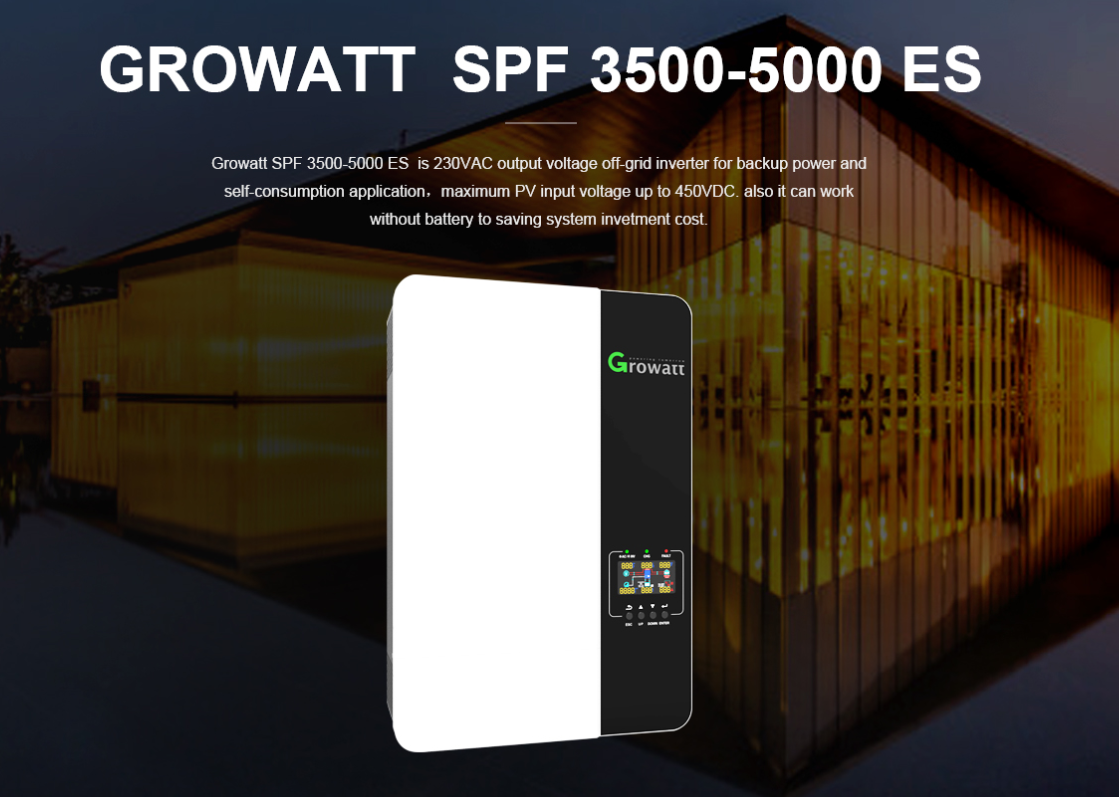 Growatt SPF 5000 ES Off grid solar inverter support 48V battery MPPT+W ...