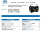Rock 12V 120Ah Lithium Iron Phosphate LiFePO4 Battery Cells Solar Caravan 4WD RV
