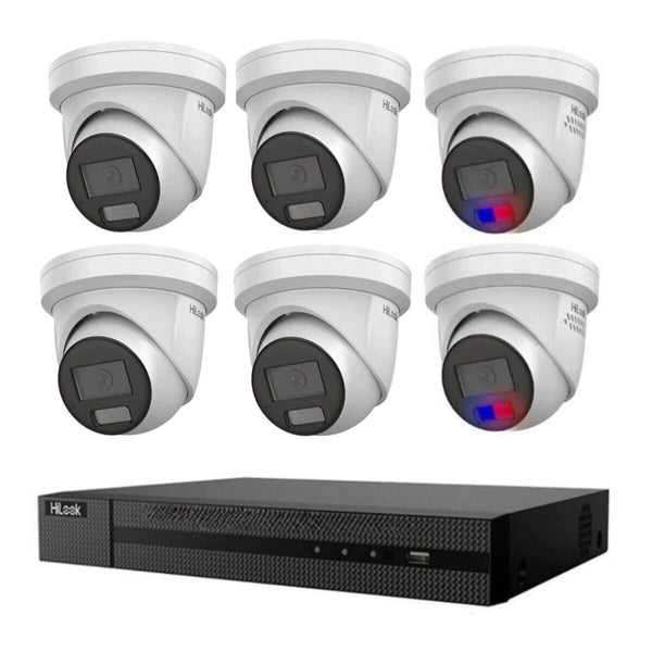 HiLook 6MP 8CH NVR Security ACDC All in one 6 Camera-2xIPC-T269H+4xIPC-T262H