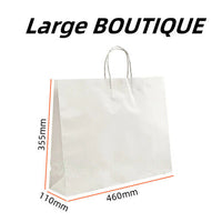 50x White Kraft Paper Bags Craft Gift Shopping Bag Carry Bag With Twist Handles