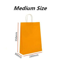 50x Orange Kraft Paper Bags Craft Gift Shopping Bag Carry Bag With Twist Handles