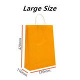50x Orange Kraft Paper Bags Craft Gift Shopping Bag Carry Bag With Twist Handles