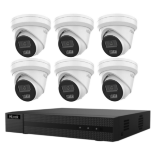 HiLook 8MP 8 Channel NVR 4K Intelligent 6 Camera KIT Turret IPC-T282H-MU 2.8mm