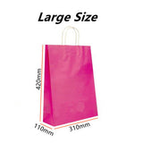 50x Cerise Pink Kraft Paper Bags Craft Gift Shopping Bag Carry Bag With Twist Ha