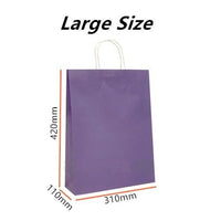 50x Purple Kraft Paper Bags Craft Gift Shopping Bag Carry Bag With Twist Handles