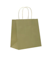 50x Fluorescent Green Kraft Paper Bags Craft Gift Shopping Bag Carry Bag With Tw