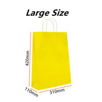 50x Yellow Kraft Paper Bags Craft Gift Shopping Bag Carry Bag With Twist Hand