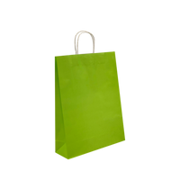 50x Fluorescent Green Kraft Paper Bags Craft Gift Shopping Bag Carry Bag With Tw