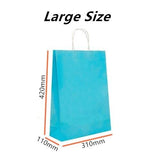 50x Lake Blue Kraft Paper Bags Craft Gift Shopping Bag Carry Bag With Twist Hand