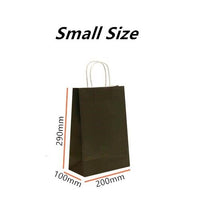 50x Black Kraft Paper Bags Craft Gift Shopping Bag Carry Bag With Twist Handles