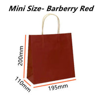 50x Red Kraft Paper Bags Craft Gift Shopping Bag Carry Bag With Twist Hand