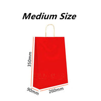 50x Red Kraft Paper Bags Craft Gift Shopping Bag Carry Bag With Twist Hand