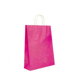 50x Cerise Pink Kraft Paper Bags Craft Gift Shopping Bag Carry Bag With Twist Ha