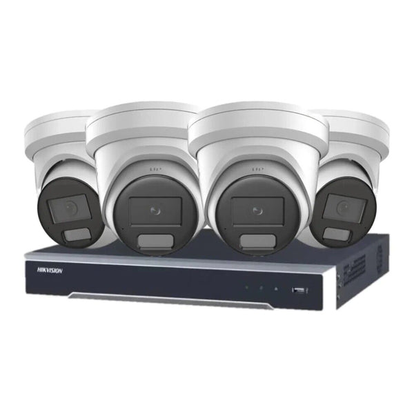 Hikvision 4x6MP Strobe Light, Two-way Audio, Alarm Cameras & 4CH NVR CCTV Kit