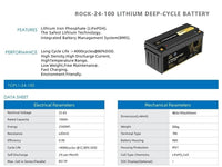 Rock 24V 100Ah LiFePO4 Lithium Iron Battery Deep Cycle rechargeable Caravan RV