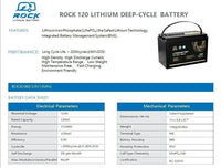 4 x Rock 12V 120Ah Lithium Iron Phosphate LiFePO4 Battery Cells Solar Caravan 4W