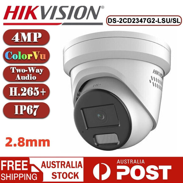 Hikvision 4MP DS-2CD2347G2-LSU/SL ColorVu AcuSense POE IP Camera Two Way Audio