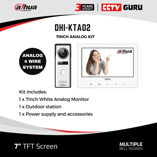 DAHUA Intercom KTA02 4-WIRE 7"Inches Monitor Video Intercom Kit