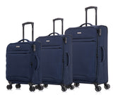 SureLite Cube 3pc Super Lite Suitcase Luggage Set Soft Trolley Lightweight Navy