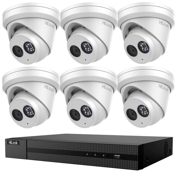 Hilook 8MP 8 Channel NVR Security 6 Camera KIT Turret IP IPC-T281H+3TB HDD