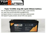 Top Lithium Battery 12V 200Ah Lithium Battery Long Life Cycle Rechargeable RV 4WD Camping