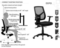 Mesh Ergo Task Home Office Chair Comfortable fully adjustable 7Y.Warranty - EXPO