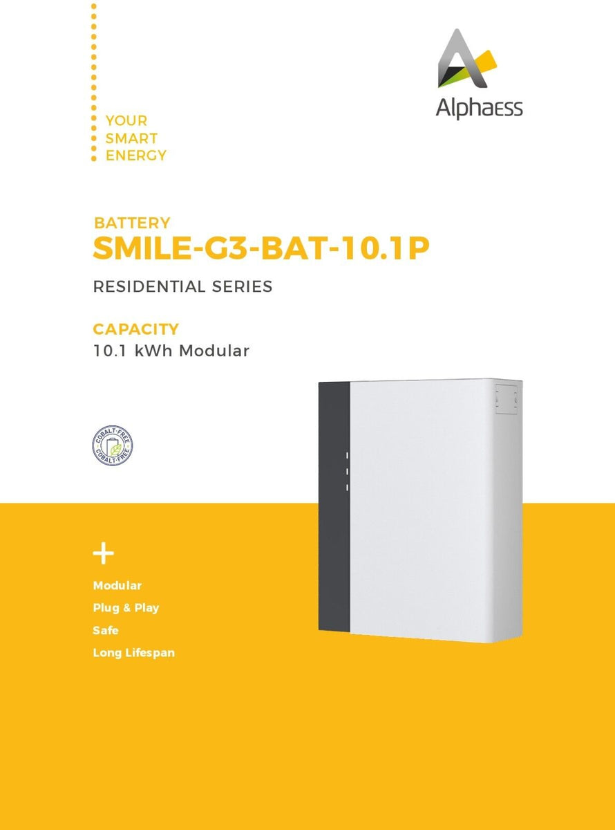 ALPHA ESS SMILE-G3-BAT-10.1P BATTERY 10.1 kWh Compatible With G3 INVER ...