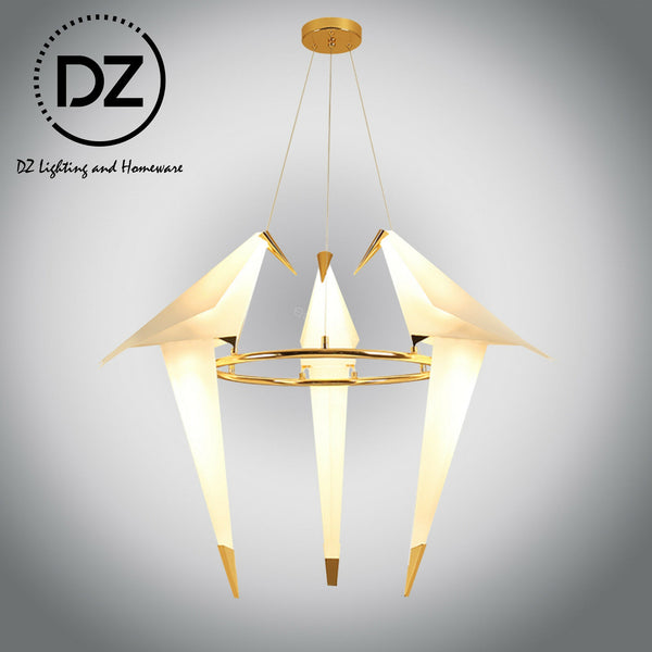 3heads light +3 Cranes Round LED Chandelier Pendant Lighting Gold White Ceiling Light Fixtures---Clearance